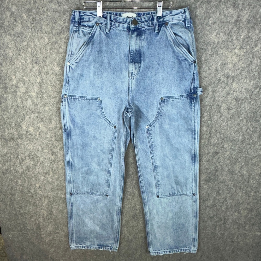 Elwood Carpenter Jeans Mens 32 Blue Double Knee Light Wash Workwear EP00016